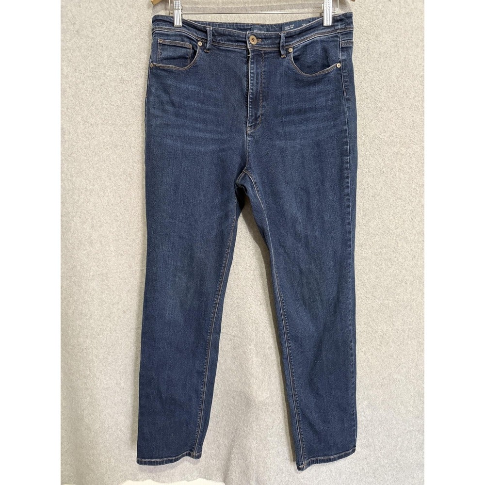 J Jill Jeans Womens 14 Blue Medium Wash High Rise Straight Leg Stretch Denim